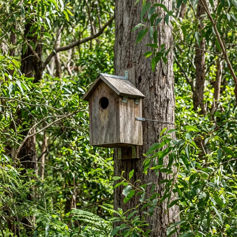 Animal nesting box installed as a humane alternative to a Devon Meadows roof cavity