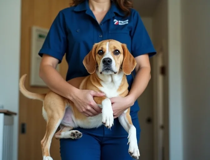 Technician respectfully transporting a deceased dog in Devon Meadows